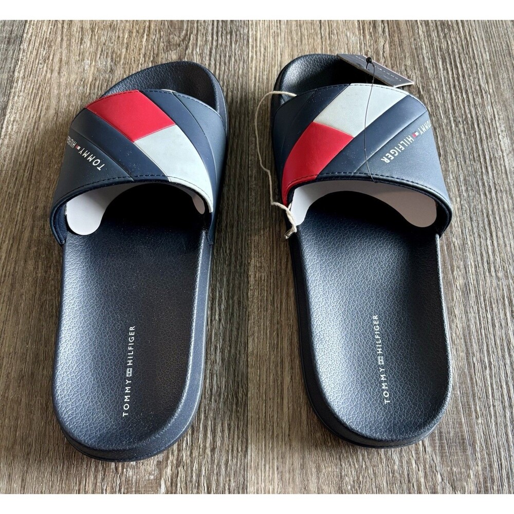 Tommy Flag Stripe Blue Red White Pool Slide Sandal Size 38 US 5.5 NWT READ - Picture 5 of 7